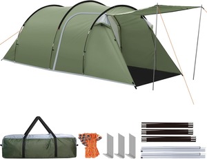 Tente de <span class=keywords><strong>camping</strong></span> tunnel OEM spacieuse pour 4 personnes - Abri double couche résistant aux intempéries avec véranda avant extensible et auvent détachable - Product Image 1