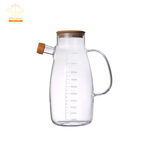 Pot d'huile en verre à haute teneur en borosilicate étanche avec poignée et couvercle en bambou <span class=keywords><strong>pour</strong></span> ustensiles de cuisine avec échelle de capacité - Product Image 4