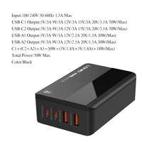LDNIO A4808Q Chargeur rapide de bureau 70W PD de haute qualité Chargeur de téléphone à chargement rapide 70W Type-c QC3.0 Chargeur USB pour téléphone portable