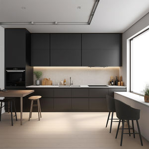 Meubles de <span class=keywords><strong>cuisine</strong></span> haut de gamme, neufs, sur mesure, pour petits appartements, modulaires, en mélamine ignifuge, avec combinaison de couleurs en bois. - Product Image 4