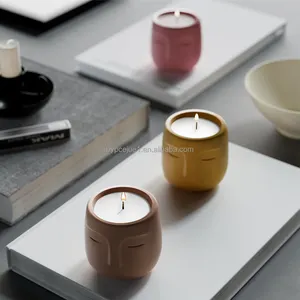 自有品牌香味各种颜色品牌水泥香味蜡烛定制面托大豆蜡香薰香味蜡烛