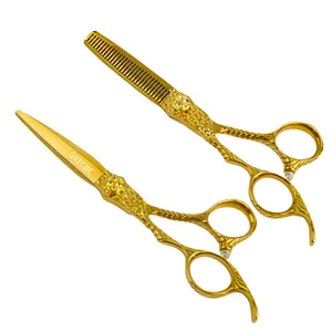 6-Inch Stainless Steel Barber Scissors Salon Professional Hairdressing Scissors Gold Left-Handed Hair Scissors