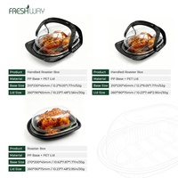 Conteneur alimentaire jetable anti-fuite avec poignée pour poulet rôti et dinde, couvercle anti-buée, boîte d'emballage plastique à emporter, fabrication en usine