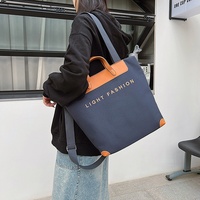 Sac fourre-tout vintage coréen en toile avec poignée en cuir, grande capacité, fermeture éclair, idéal pour l'automne, l'hiver, l'été et la plage (vente en gros)
