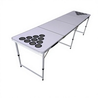 Table de beer pong portable en aluminium métallique de 8 pieds, couleur personnalisée moderne, pour l'ameublement extérieur