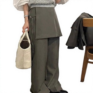 Pantalon décontracté deux pièces pour femme, nouvelle collection Printemps 2026, élégant, respirant, coupe droite et polyvalent, vente en gros - Product Image 3