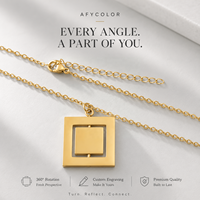 Collier pendentif cube double couche rotatif en acier inoxydable, vente en gros, fabrication OEM personnalisée, bijoux B2B, directement de l'usine