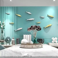 Décoration murale de pendentif de poisson de galvanoplastie 3D créative pour le mur de fond de TV de restaurants fait de métal durable