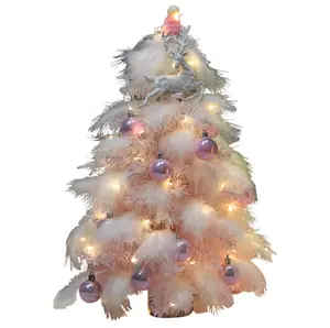 Z1407 شجرة عيد الميلاد الصناعية للديكور المنزلي والطيور ذات الريش الوردي