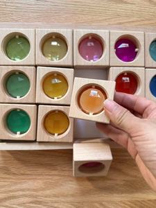 Đá Acrylic Lấp Lánh Mô Phỏng Đá Quý Pha Lê Kim Cương Đồ Chơi Bằng Gỗ Montessori Xếp Khối Xây Dựng Đường Phố - Product Image 3