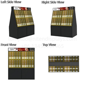 Support d'affichage au sol en métal, double face, robuste, pour la vente au détail, avec armoire de rangement inférieure pour cosmétiques et faux cils - Product Image 4
