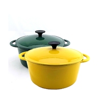 Cocotte en fonte émaillée marron ombré 5QT avec couvercle, marmite robuste pour mijoter, rôtir et cuire au four