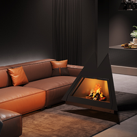 Poêle à bois suspendu triangulaire en acier au carbone, poêle d'intérieur pour villa, salon, chauffage hivernal, décoration