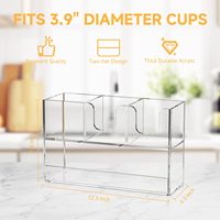 Support de tasses et couvercles portable vertical en acrylique transparent de 3 mm avec organisateur de pailles et 4 compartiments, personnalisable en usine