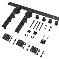 Kit de quincaillerie robuste en acier au carbone pour porte de grange pliante, accessoires de quincaillerie pour système de porte coulissante au design moderne