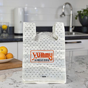 ถุงเสื้อยืดแบบหนา ย่อยสลายได้ เกรดอาหาร กันน้ำ ใช้แล้วทิ้ง สำหรับช้อปปิ้ง ของชำ อาหารแบบนำกลับ และใช้ในชีวิตประจำวัน - Product Image 4