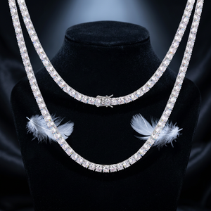 Collier Chaîne Tennis Classique en Argent Sterling 925 Plaqué Or, Sertissage Griffe Taille Brillant, Style Hip Hop, Bijoux Fins, En Stock aux États-Unis - Product Image 1