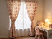 Rideau de fenêtre filtrant la lumière à imprimé briques de dessins animés pour enfants, idéal pour la chambre des filles, la chambre d'enfant et la décoration de la chambre des enfants