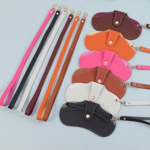 Portable Slim Sunglasses Pouch Soft PU Leather Eyeglasses Bag <b>Glasses</b> <b>Case</b> Holder with Strap Necklace - Product Image 4