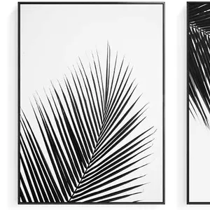 Wholesale Framed Modern Abstract Elegant Black And White Palm Tree Leaves oil painting canvas wall art