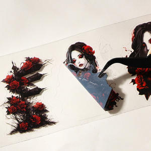 Película de corte de la serie Underworld Rose, pegatina oscura, cinta manual de paisaje, 4 rollos por caja, goma activada por agua PET para enmascarar - Product Image 4