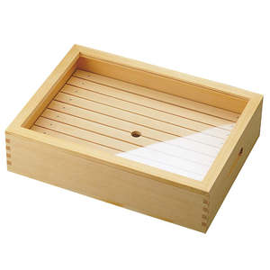 アクリルカバー付き木製傾斜寿司ネタケースウッドプリント食品寿司ボックス - Product Image 1