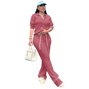 New European and American Women's Casual <b>Knitted</b> Wide Leg Pants <b>Set</b> - Product Image 4