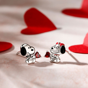 Orecchini a perno a forma di cuore con cucciolo, da donna, irregolari, a forma di animale, gioielli alla moda per tutti i giorni - Product Image 6