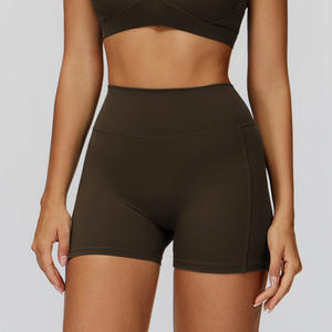 Shorts <span class=keywords><strong>de</strong></span> sport respirants pour femmes, extensibles dans quatre directions, taille mi-haute, pour la course, la gym, le vélo, le yoga, avec effet push-up - Product Image 3