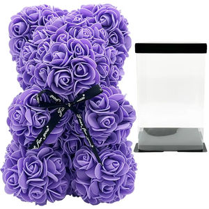 Flores artificiales Rose Bear Forever Rose Flor permanente para escaparate, regalo de San Valentín de aniversario en caja de regalo transparente - Product Image 1