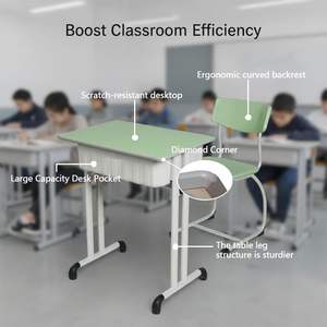 Conjunto de Escritorio y Silla Ergonómico Resistente y Personalizable OEM, Duradero para Apartamentos de Estudiantes y Áreas de Aprendizaje Escolar - Product Image 3