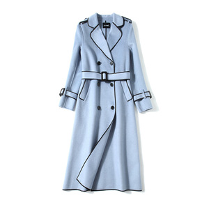 <strong>Women's</strong> Winter 2022 Double-sided <strong>Peacoat</strong> Medium Length Wool Jacket - Product Image 1