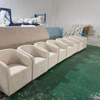 Fauteuil baril en bouclette crème avec roulettes, fauteuil d'appoint rembourré moderne pour salon, bureau, salle d'attente