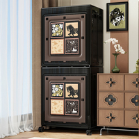 Armoire de rangement cubique classique robuste de 155 L, gain de place, porte verrouillable, boîte de rangement pliable pour la lessive, conteneur à roulettes, PP+HIPS