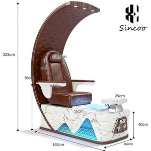 Luxury European Adjustable <b>High</b> <b>Back</b> Electric Foot Massage Chair LED Base Water Ripple Glass Basin Drainage Pump Nail Salon Spa - Product Image 6