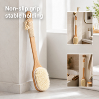 Brosse corporelle en loofah à long manche incurvé, avec poignée en corde, pour le bain et la douche, exfoliante, nettoyage en profondeur, brossage de la peau sèche