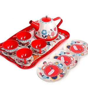 Kids simulation teapot afternoon tea tea cup tea set 15pcs a variety of patterns optional play house kitchen set girls toys