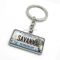 Llavero Personalizado con Placa de Matrícula de Georgia Savannah, Diseño Vintage de Metal con Dibujos Animados y Resina Epoxi, Llaveros con Placa de Matrícula de Auto Personalizada