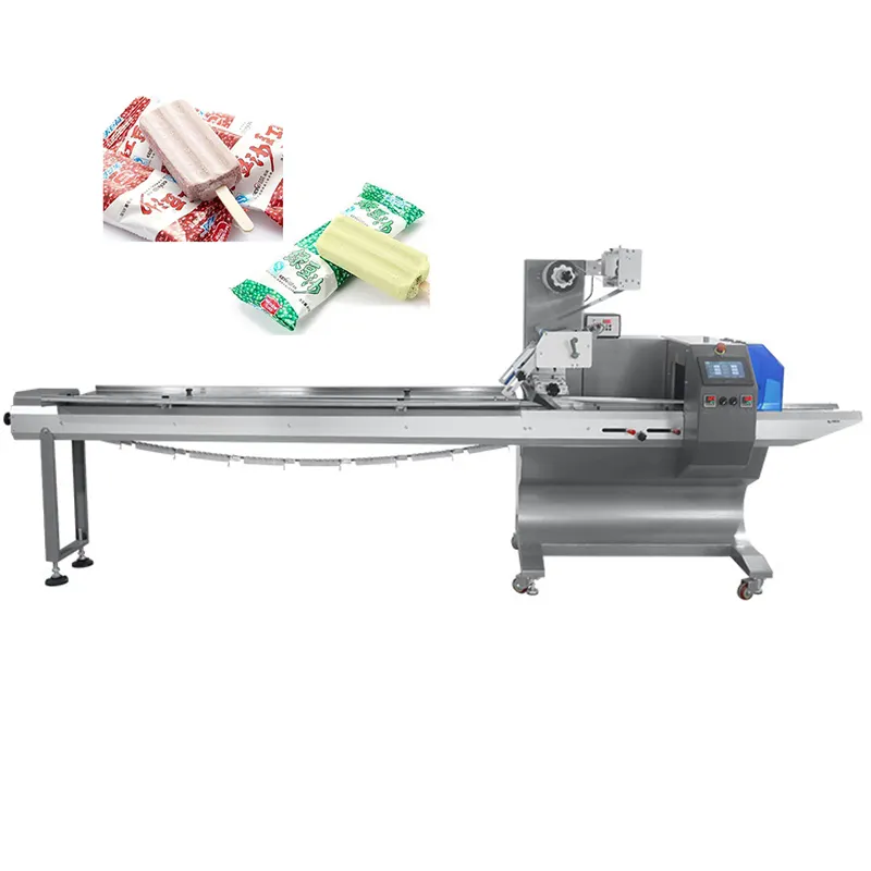 Aluminium foil manual patch flow pack machine box motion cereal bars wrapping machine for vegetables moon cake nitrogen wet wipe