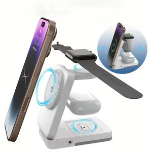 Soporte de cargador inalámbrico con luz LED plegable 3 en 1 para <span class=keywords><strong>iPhone</strong></span> 17 16 15 14 para <span class=keywords><strong>Apple</strong></span> <span class=keywords><strong>Watch</strong></span> para Airpods Pro estación de carga rápida - Product Image 1