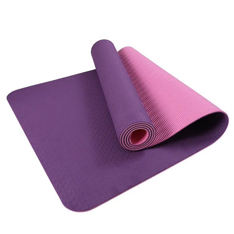 Karpet Yoga Tpe Kustom 8Mm Ramah Lingkungan Lapisan Ganda Non Slip Bertekstur Kepadatan Tinggi untuk Latihan dengan Logo