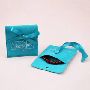 Custom logo Printed Mini Luxury <b>Envelope</b> Flap Velvet <b>Gift</b> Pouches Suede Jewelry Packaging Bag with Bow-knot ForJewelry Display - Product Image 4