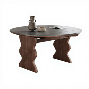 Mesa de Comedor Telescópica Ajustable de Madera Maciza Vintage, Convertible para <span class=keywords><strong>Restaurante</strong></span>, 8 Plazas, Estilo Americano Moderno y Sencillo para Oficina en Casa - Product Image 6