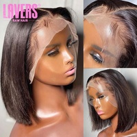 Wig Rambut Asli Transparan 13x4 Full HD Lace Bob, Wig Rambut Depan Berbahan Lace dari Rambut Virgin Brasil untuk Wanita Kulit Hitam