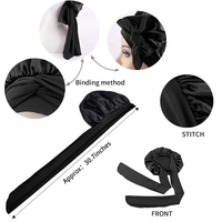 Bonnet de nuit en satin de soie personnalisé avec logo, avec long lien élastique, bandeau de douche, vente en gros, bonnet de sommeil, enveloppe pour tresses