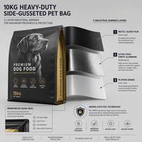 Sac à fond plat anti-odeur pour aliments pour animaux de compagnie 5kg 10lb, scellé sur 8 côtés, imprimé sur mesure, emballage premium pour aliments secs pour chiens et chats