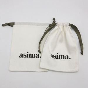Biodegradable Simple Style 100% Organic Cotton White <b>Drawstring</b> <b>Pouch</b> Bag - Product Image 3