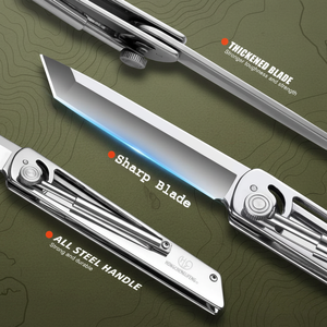 มีดพับ EDC รุ่น New Ideas Tanto Point ใบมีดเหล็กกล้า พร้อมคลิปหนีบกระเป๋า สไตล์กลไก แกะสลักด้วยเลเซอร์ สำหรับใช้ในชีวิตประจำวัน - Product Image 3