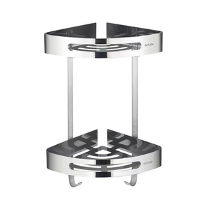 Mensola Angolare Salvaspazio in Acciaio Inox, Moderna, a Singolo Ripiano, Montata a Parete, Lucida, per Bagno - Product Image 3