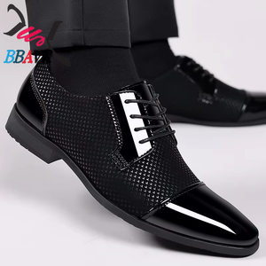 Zapatos de Hombre Nuevos de PU con Cordones, Formales de Negocios, Casuales, Transpirables, con Patrón Geométrico, Duraderos, con Absorción de Impactos, para Primavera y Otoño - Product Image 3